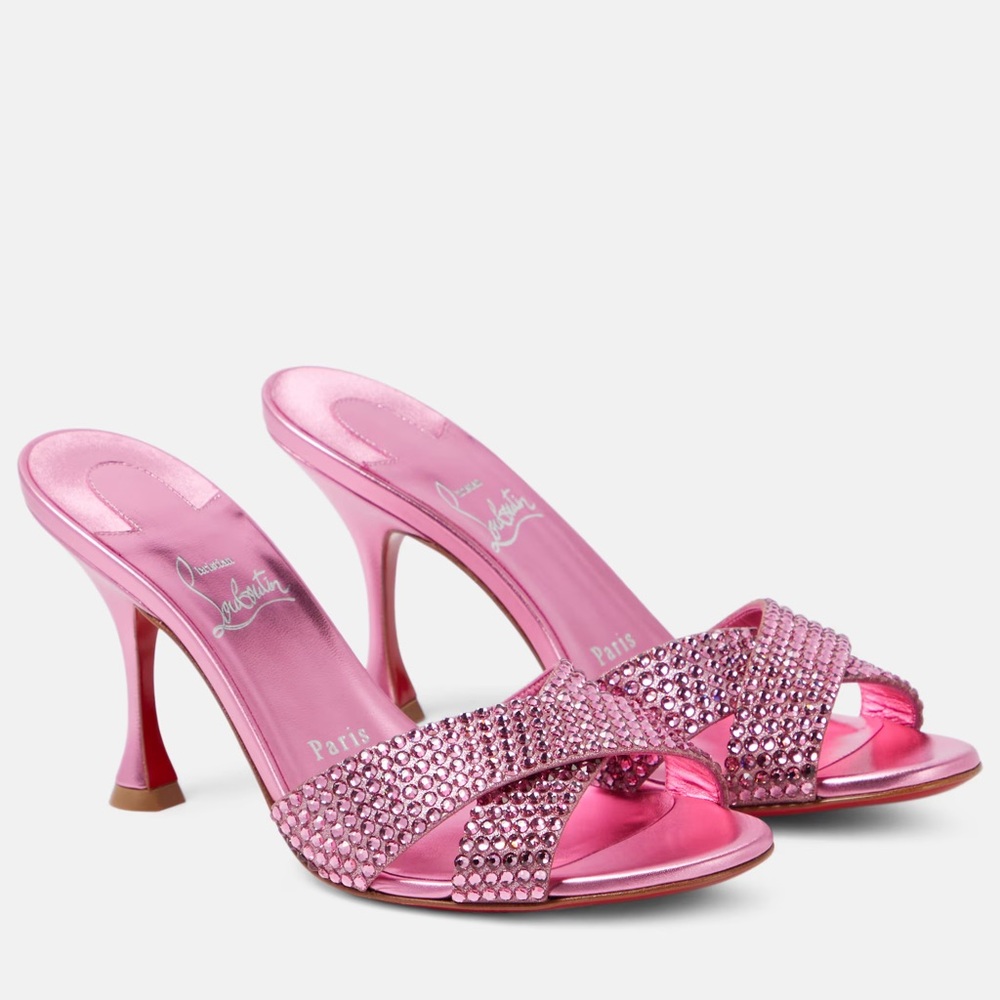 Christian Louboutin Pink Crystal Embellished Women's Heels (Mariza)